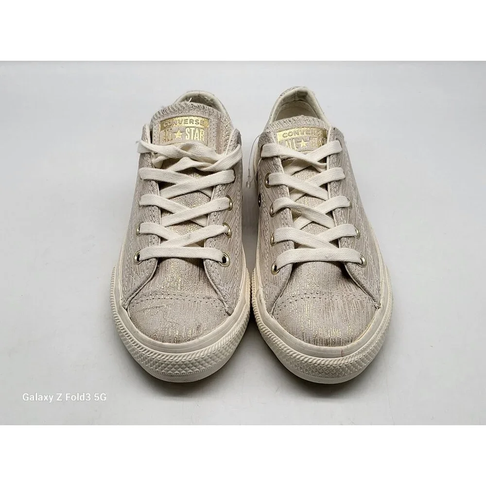Converse Chuck Taylor All Star Egret‎ Gold Metallic Youth Sneakers  363092C Sz 1